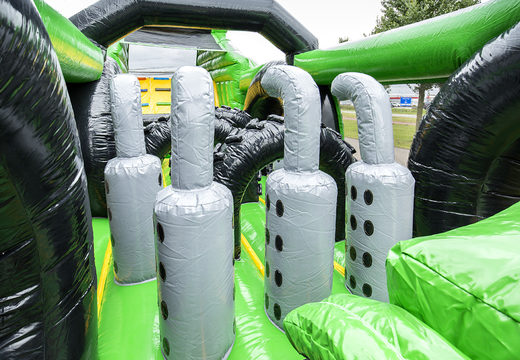 Get your unique 17 meter tractor themed obstacle course with 7 game elements and colorful objects now for kids. Order inflatable obstacle courses at JB Inflatables UK
