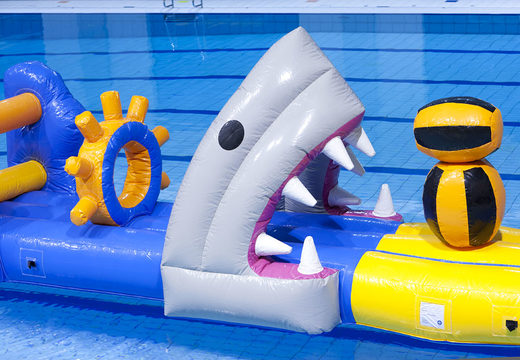 Order unique inflatable mega run swimming pool in shark theme for both young and old. Buy inflatable water attractions online now at JB Inflatables UK