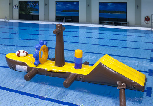 Order an inflatable 7 meter long obstacle course of a floating pirate ship for both young and old. Buy inflatable water attractions online now at JB Inflatables UK