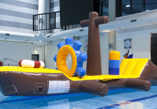 Buy an inflatable 7 meter long obstacle course of a floating pirate ship for both young and old. Order inflatable obstacle courses online now at JB Inflatables UK