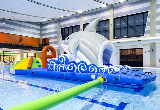 Buy a dolphin themed inflatable slide for both young and old. Order inflatable water attractions now online at JB Inflatables UK