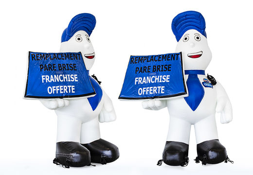 White blue inflatable mascots for sale. Order blow-ups promotionals now online at JB Inflatables UK