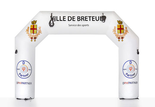 Custom made inflatable Ville de Breteur start & finish arches for sale at JB Promotions UK. Request a free design for an advertising inflatable arches in your own style now