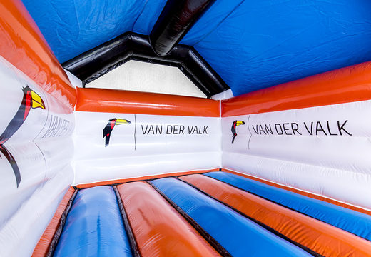 Order custom made inflatable Van der Valk - a frame with 3D object of the toucan bouncy castle at JB Inflatables UK . Request a free design for inflatable bouncy castles in your own corporate identity now
