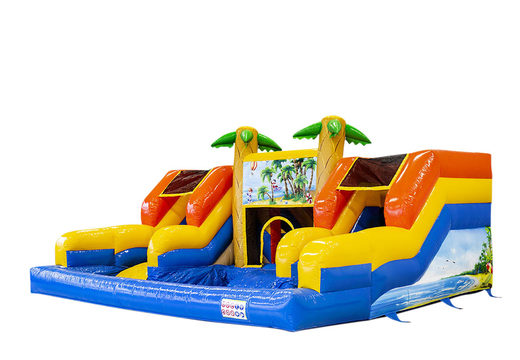 Buy large inflatable bouncy castle with pool in theme water box slide for children. Order inflatable bouncy castles online at JB Inflatables UK