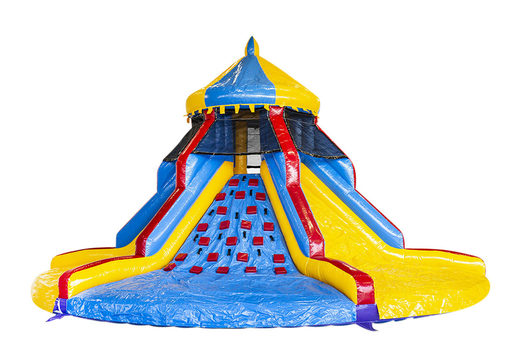 Get your inflatable tower slide in carousel theme for kids. Buy inflatable slides now online at JB Inflatables UK