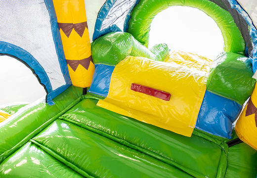 Small multiplay inflatable jungle bouncer with slide for kids for sale. Order inflatable bouncers online at JB Inflatables UK