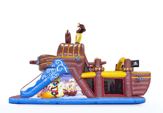 Order 9 meter long inflatable pirate boat obstacle course for kids. Buy inflatable obstacle courses online now at JB Inflatables UK