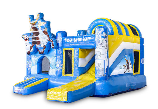 Buy an inflatable indoor multiplay bouncer in the theme frozen ice with slide for children. Order inflatable bouncers online at JB Inflatables UK