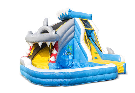 Order splashy shark bouncy castle with bath at JB Inflatables UK. Buy inflatable bouncy castles online at JB Inflatables UK