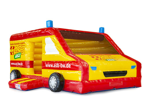 Order custom made inflatable ASB ambulance bouncy castles at JB Promotions; specialist in inflatable advertising items such as custom bouncy castles