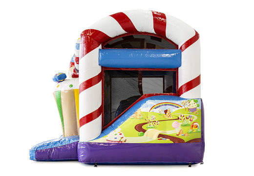 Order mini inflatable candyworld bouncy castle with slide for children. Buy inflatable bouncy castles online at JB Inflatables UK