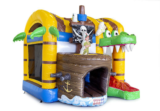 Mini inflatable multiplay bouncy castle in pirate theme for children. Order inflatable bouncy castles online at JB Inflatables UK
