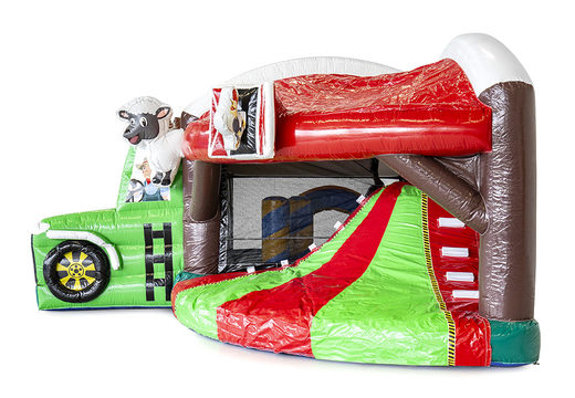 Farm themed bouncy castle with a slide for children. Buy inflatable bouncy castles online at JB Inflatables UK
