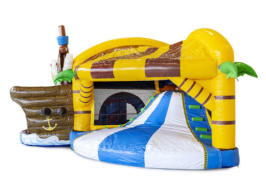 Order medium inflatable multiplay pirate themed bouncer with slide for kids. Buy inflatable bouncers online at JB Inflatables UK