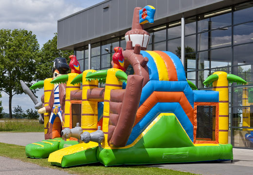 Order medium inflatable pirate ship bouncy castle with slide for children. Buy inflatable bouncy castles online at JB Inflatables UK