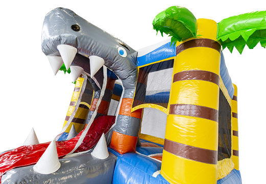 Purchase mini multiplay shark-themed bounce house with slide for children. Buy inflatable bounce houses with slide at JB Inflatables UK
