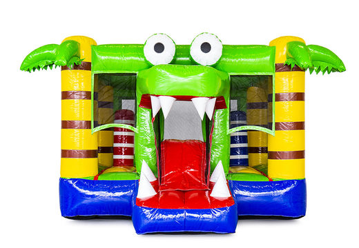 Purchase multiplay small inflatable bouncer with slide for children in theme crocodile. Order inflatable small bouncers online at JB Inflatables UK