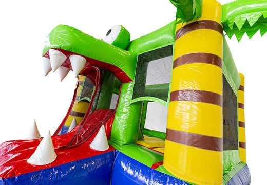 Buy multiplay crodile theme small inflatable bouncy castle with slide for children . Order these inflatable small bouncy castles online at JB Inflatables UK