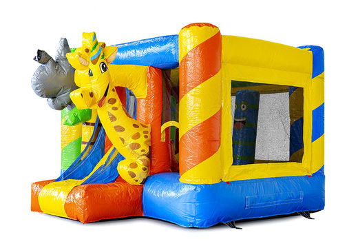 Buy mini multiplay party-themed bouncer with slide for children. Inflatable bouncers with slide available for sale at JB Inflatables UK