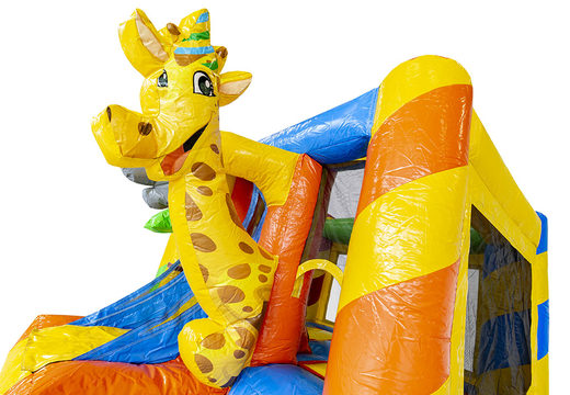Purchase mini multiplay party-themed bouncy castle with slide for kids. Buy inflatable bouncy castles with slide at JB Inflatables UK