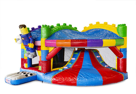 Buy inflatable indoor multiplay bouncy castle with slide in the theme superblocks lego for children. Order inflatable bouncy castles online at JB Inflatables UK