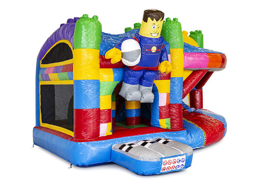 Order medium inflatable multiplay bouncy castle in superblocks theme with slide for kids. Buy inflatable bouncy castles online at JB Inflatables UK