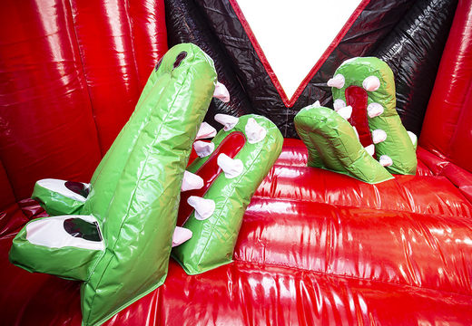 Buy a large 40 meter long inflatable red black mega alligator obstacle course. Order inflatable obstacle courses online now at JB Promotions UK