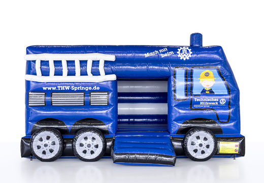 Order a custom made inflatable Technical Hilfswerk - truck bouncy castle with various artwork at JB Inflatables UK . Request a free design for inflatable bouncy castle in your own corporate identity now