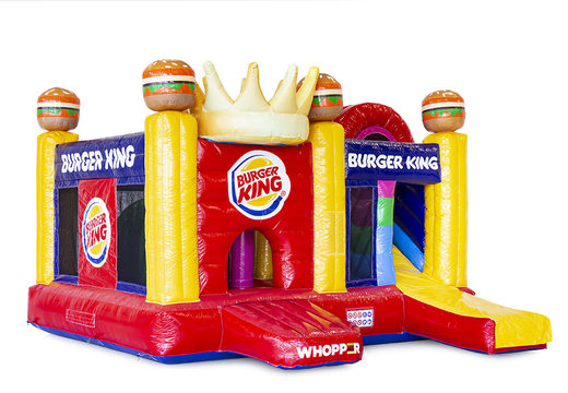 Order bespoke Burger king multiplay bouncy castles including 3D, logos of the customer in own corporate identity at JB Inflatables UK. Promotional bouncy castles in all shapes and sizes made at JB Promotions UK