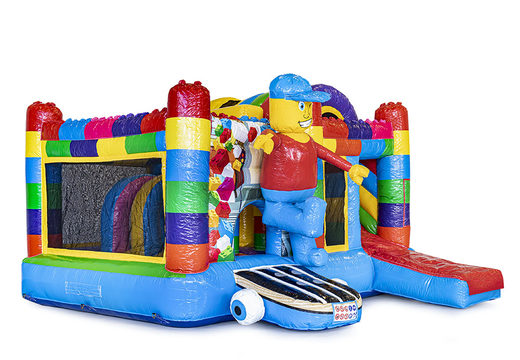 Order medium inflatable lego bouncy castle with slide for children. Buy inflatable bouncy castles online at JB Inflatables UK