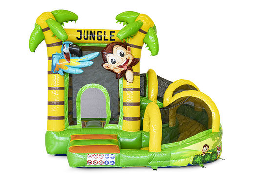 Mini inflatable multiplay bouncy castle in jungle theme for children. Order inflatable bouncy castles online at JB Inflatables UK