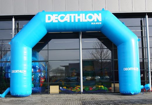 Order custom made decathlon inflatable start & finish arches for sport events at JB Promotions UK; specialist in inflatable advertising arches