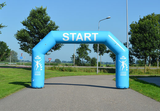 Buy custom made KLM start & finish arch for sport events at JB Promotions UK; specialist in inflatable advertising arches