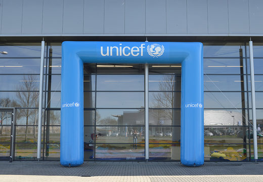 Order custom made unicef advertisement arch for events at JB Promotions UK; specialist in inflatable advertising arches