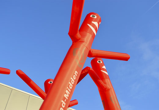 Order inflatable custom made Fire Brigade Gelderland middle sky dancer in red at JB Inflatables UK. Request a free design for an inflatable air dancer in your own corporate identity now