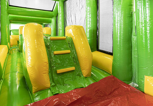 Order a modular 19 meter long crocodile themed obstacle course with matching 3D objects for children. Buy inflatable obstacle courses online now at JB Inflatables UK