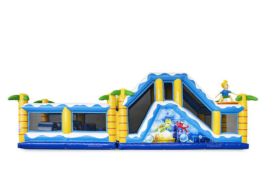 Surf inflatable obstacle course with matching 3D objects for children. Buy inflatable obstacle courses online now at JB Inflatables UK
