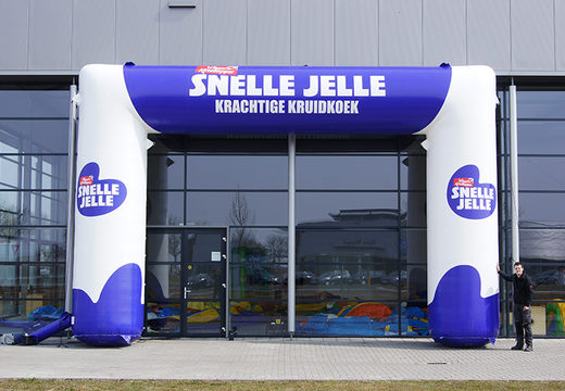 Inflatable custom made snelle jelle advertisement arch to buy at JB Promotions UK. Request a free design for an advertising arch in your own style now