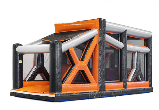 Mega inflatable 40-piece giga modular Ball Hopper assault course for children. Order inflatable obstacle courses online now at JB Inflatables UK