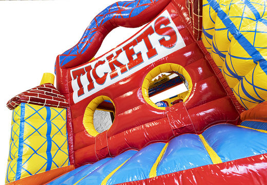 Buy inflatable 9 meter obstacle course with 3D objects and beautiful animation pictures in themed rollercoaster for kids. Order inflatable obstacle courses now online at JB Inflatables UK