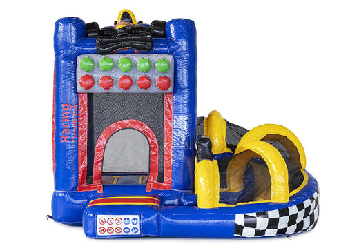 Buy custom made Flevojump Mini with Slide Formule 1 bouncy castles online at JB Promotions UK. Request a free design for inflatable bouncy castles in your own corporate identity now