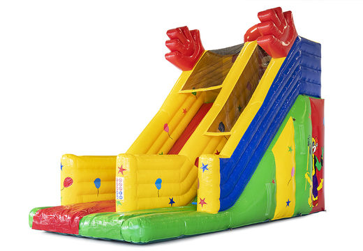 Spectacular inflatable slide with a clown theme with 3D objects for kids. Order inflatable slides now online at JB Inflatables UK