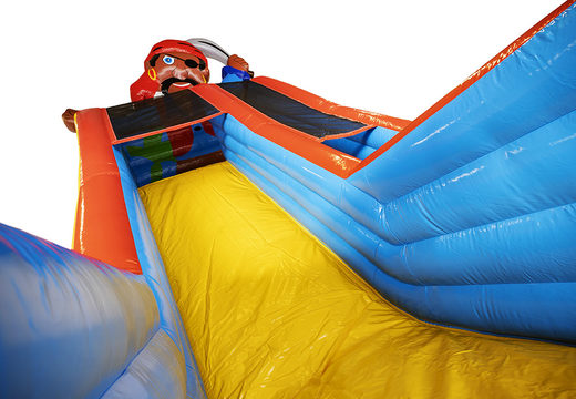 Pirate Slide Buy a super slide with the cheerful colors, 3D objects and nice print on the side walls. Order inflatable slides now online at JB Inflatables UK