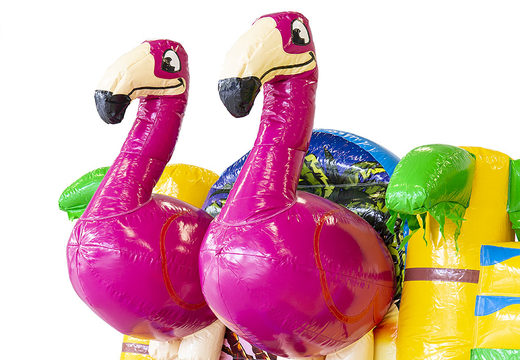 Order bespoke Multiplay inflatables Flamingo at JB Promotions UK ; specialist in inflatable advertising items such as custom bouncers