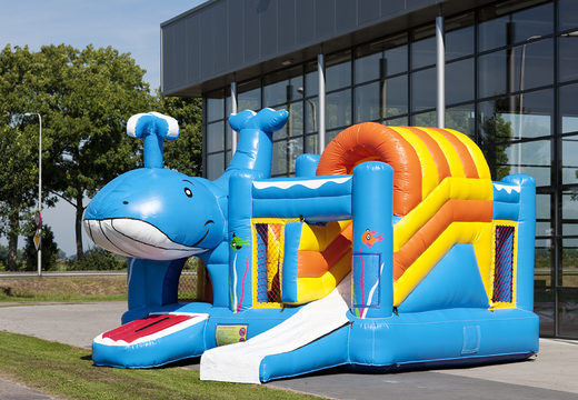 Order medium inflatable whale bouncy castle with slide for children. Buy inflatable bouncy castles online at JB Inflatables UK