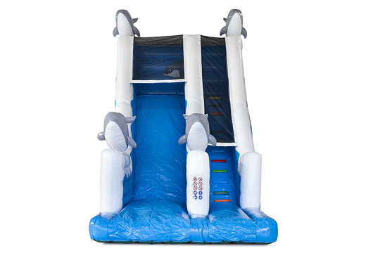 Buy a dolphin themed inflatable slide with 3D objects for kids. Order inflatable slides now online at JB Inflatables UK