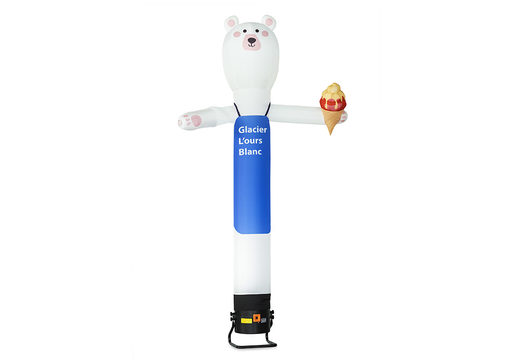 Inflatable Waving skyman Glacier L'ours Blanc skydancers custom made at JB Promotions UK; specialist in inflatable advertising items such as inflatable tubes