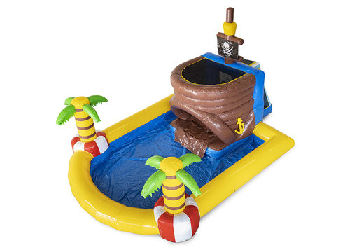 Buy large inflatable bouncy castles with water slide and pool in the mini park pirate theme for children. Order bouncy castles online at JB Inflatables UK