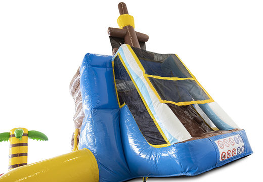 Minipark pirate bouncy castle including swimming pool and water slide for children. Buy inflatable bouncy castles online at JB Inflatbales UK